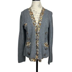 Anthropologie Cantonniew Gray Women's Wool Rabbit Hair Cashmere Cardigan XL